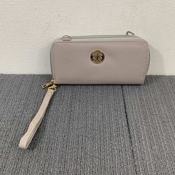 Cee Klein Wristlet Clutch Womens Small Gray Faux Leather Detachable Strap Purse - Picture 1 of 16